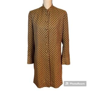 Moksha Green Print Wool Button Coat Sz-L